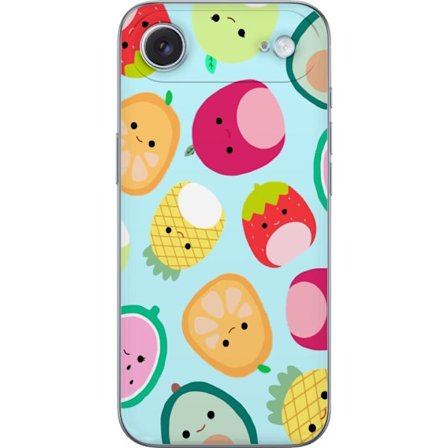 Kompatibel Mobilcover til Apple iPhone 17 Air Mønster af kawaii frugter som jordbær citron ananas og avocado på lyseblå baggrund