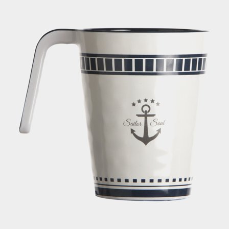 Koffie/theebekers in melamine Marine Business Sailor Soul, non-slip, wit/blauw, 35 cl / 350 ml, 6-pack
