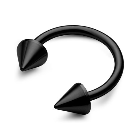 8 mm Black Spiked Surgical Steel Circular Barbell for Men - Lip piercing jewellery