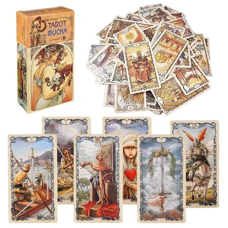 78 retro tarotkort med färgade lådor