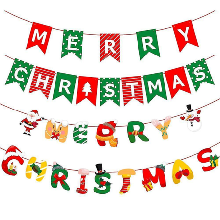 2kpl Merry Christmas Banner Jouluteemajuhlien koristelu Joulun vetolippukoristeet