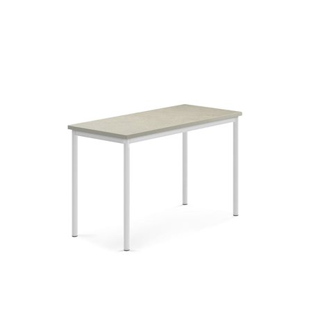 Desk SONITUS, 1200x600x760 mm, light grey linoleum, white