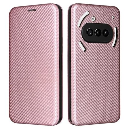 Nothing Phone (3a) Case Carbon Fiber Texture PU Leather Phone Shell - Rose Gold