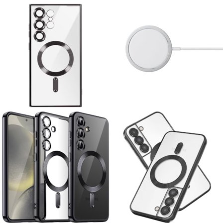 Kompatibel med Samsung Galaxy S25/S24/S23/S22 MagSafe-deksel - Gjennomsiktig/Svart