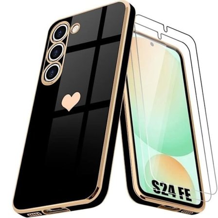 Coque för Samsung Galaxy S24 FE - Booling - Stötabsorberande skydd - Hjärta - 2 härdade glas