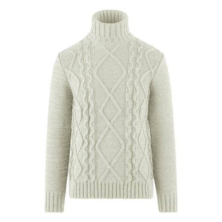 BomBoogie Wool Blend Tricot Turtleneck vit, Herr Stickade tröjor, Herr, Storlek: M