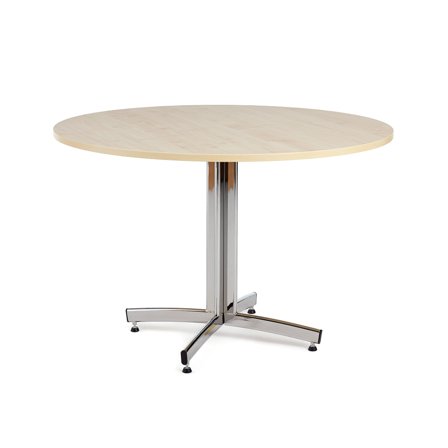 Kantinentisch SANNA, Ø1100x720 mm, Chrom/Birke
