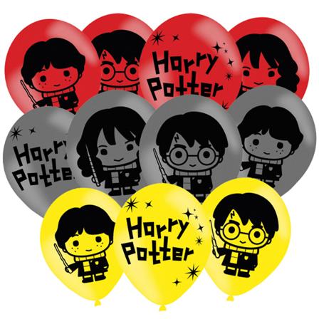 Ballonger Harry Potter Grå, Röd & Gul 6-pack - Harry Potter Kalas Dekoration - Kalaslagret.se