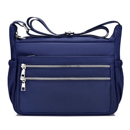Blå axelväska för kvinnor, multificka casual messenger bag, nyl