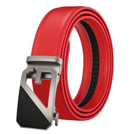 Herre casual business bælte med automatisk spænde - Rød