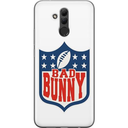 Kompatibelt Mobildeksel til Huawei Mate 20 lite Bad Bunny rød grafisk plakat med portrett og typografi i latinamerikansk popdesign