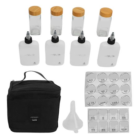 Camping Spice Bottle Kit Outdoor Picnic Spice Container Sealed Seasoning Spice Condiment Dispenser Black
