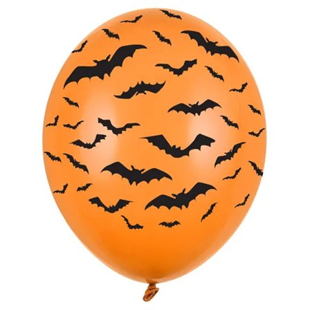 Ballonger Fladdermöss Orange 6-pack - Halloween Dekoration - Kalaslagret.se