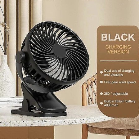 Ladattavat käsituulettimet USB Ladattava Kannettava Klipsituuletin 360° Kääntyvä Säädettävä Kädessä Pidettävä Sähköinen Pöytätuuletin Jäähdytys 