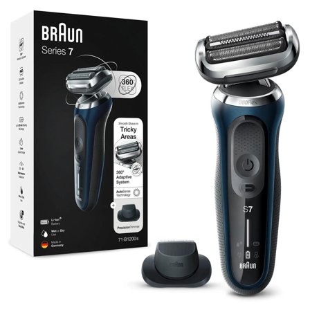 Braun Series 7 71-B1200s Barbermaskin (blå) Elektrisk barbermaskin med presisjonstrimmer
