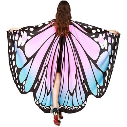 Rosa kvinne kappe sommerfuglvinger danseparty foto fe dame fe alv cosplay tilbehør kappe kjole bikini C