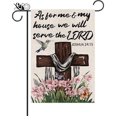 Kaksipuolinen 12,5x18 tuuman kristillinen puutarhalippu, uskonnollinen risti kevätpihan koriste