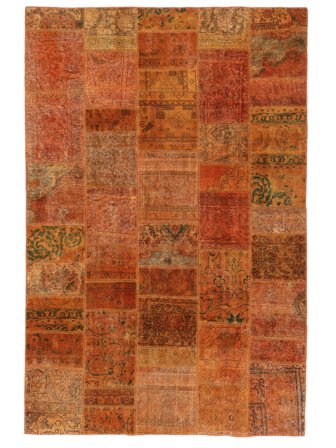Patchwork Vloerkleed Modern Donkerrood/Bruin (Wol, Perzië/Iran)