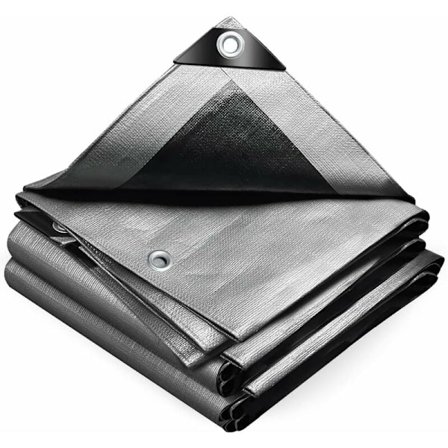 Suojapeite kestävästä ja vedenpitävästä polyeteenistä 160g/m² harmaa ja musta 3x4m