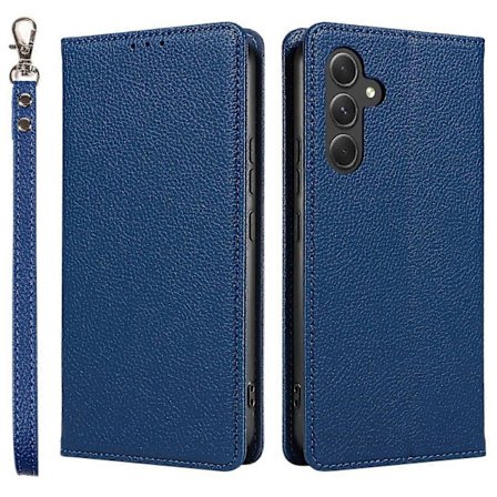 Til Samsung Galaxy A26 5G Etui Magnetisk Litchi Tekstur Tegnebog Læder Telefon Cover med Håndledsrem