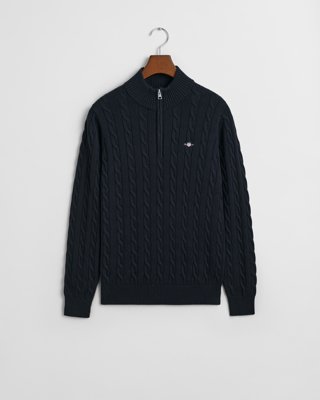 GANT - Kabelstrikket genser med half-zip til ungdom evening blue
