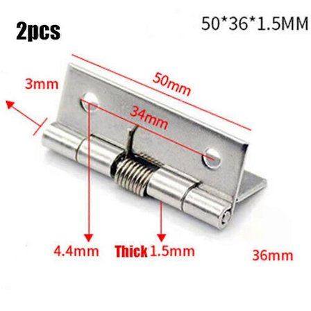 2 stk. hengsler i rustfritt stål, fjærhengsler, møbelbeslag, tilbehør for vinduer, smykkeskrin, skap, dørhengsler 2 tommer Kina