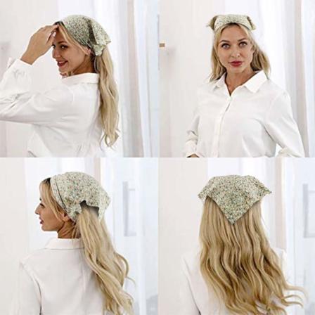 CDQ Blommigt hår Halsduk Pannband - 5 st Hårbandanas för kvinnor svart