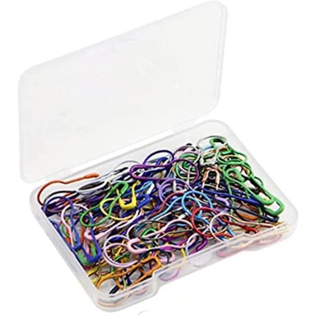 100 sikkerhetsnåler, maskemarkører, 10 matchende farger, calabasse-nåler i metall, strikkenåler i form av en pære for å feste klær, BR 