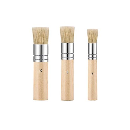 Sett med 3 sjablonger, malingstrebørste, bustbørste, pensel, 6/8/10mm