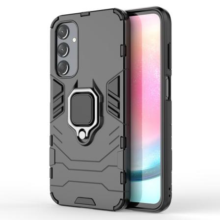 SKALO Samsung A25 5G Armor Hybrid metal ring cover - Sort Black
