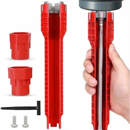 8-i-1 installasjonsnøkkel for kran og vask for reparasjon av kjøkkenrørleggeri, installasjonsverktøy for vask