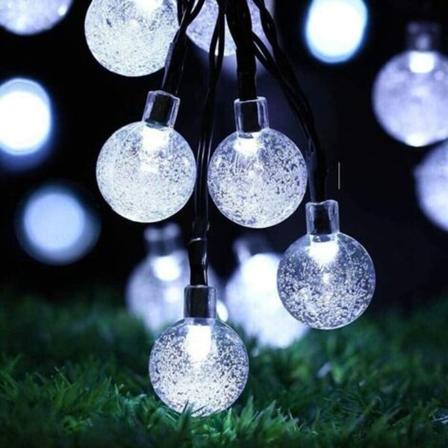 20 LED-aurinkoenergiaa sisältävää puutarhavaloa ulkokäyttöön kristallipallokeijuvalot, piha, joulu (valkoinen)