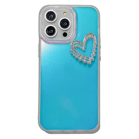 For iPhone 13 Pro 6.1 tommers deksel laser effekt PC+TPU perler hjerte dekor matt telefondeksel
