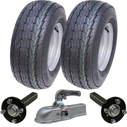 Nopea perävaunusarja 20,5x8-10 Road Legal -pyörät + napa-akseli ja kantapää, vetokoukku