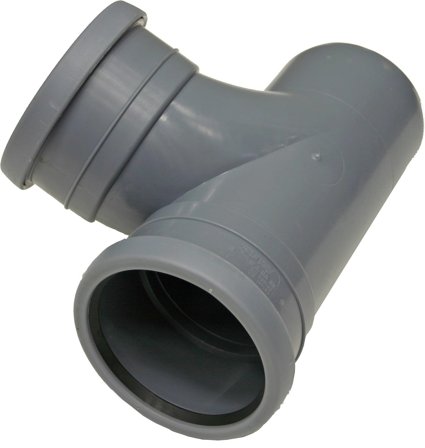 Pipelife 170089 Grenrør med 2 ærmer, buet, 88,5° 75 x 75 mm, Indendørs afløb