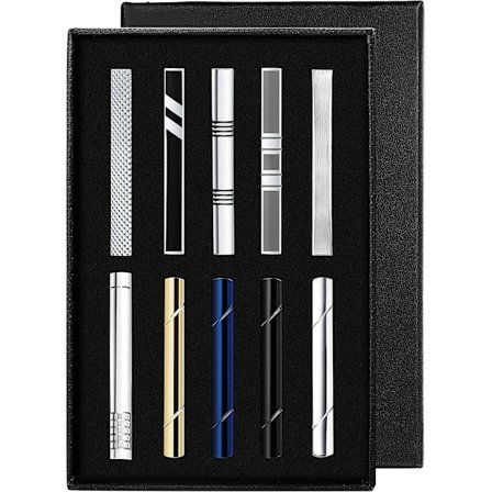 10 stk. slipsenåle sæt til mænd slipsenål sort sølvfarvet guldfarvet til W