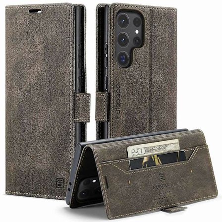 For Samsung Galaxy S25 Ultra Wallet Case AUTSPACE A01 Læder Stand Cover med RFID-blokerende kortholder