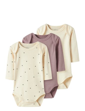 Nbfbody 3P Ls Heart Noos Cream Name It