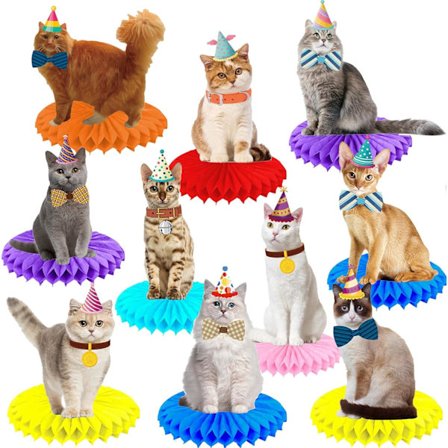 10 st Katt Honungsvax Bordstoppar Födelsedag Dekoration Festtillbehör Katt Tema Katt Födelsedag Dekoration