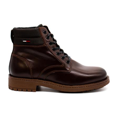 Tommy Hilfiger, Mens Leather Classic Short Lace Up Boot Tommy Jeans Brązowy, Mężczyzna, Rozmiar: 46 EU