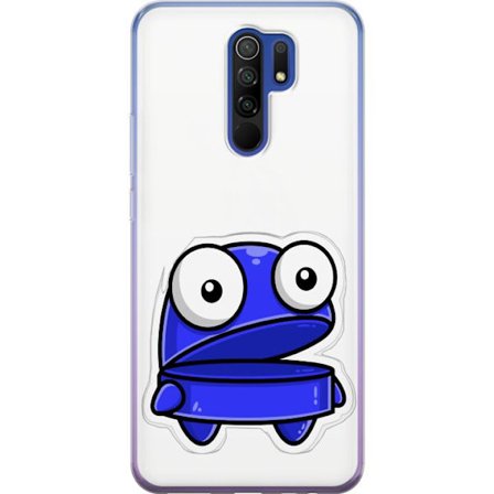 Yhteensopiva Puhelinkuori Xiaomi Xiaomi Redmi 9 Sininen piirroselokuva hahmo, jolla on avoin ilme ja suuret silmät hauskaan kuvitukseen