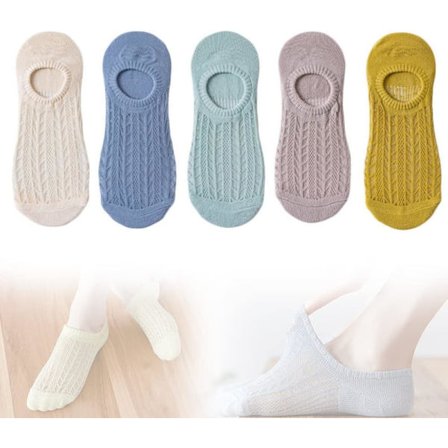 Hudfarge + blå + lyseblå + khaki + gurkemeie usynlige sokker