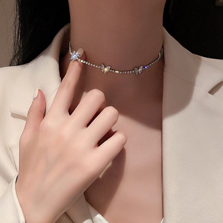 Zirkon vatten droppe choker halsband, lätt lyx, nisch high-end, krage, höst- och vinterklänning, mångsidigt temperament tillbehör