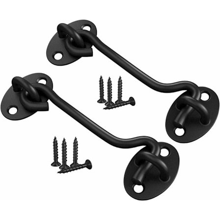 Hyttehake krok krok svart, 2 stk rustfritt stål 150mm Heavy Duty veranda lås