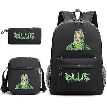 3 kpl/setti Billie Eilish Satchel Casual koululaukku reppu kynäpussi läppäri laukku