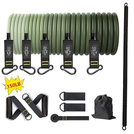 100/150/200 LBS motståndsband set med handtag Dörrankare Elastiska band för fysioterapi Hemträning Styrketräning