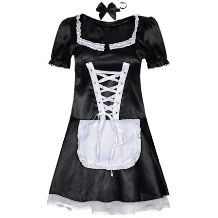 Kvinners Piken Kostyme Sexy Sateng Forkle Halloween Cosplay Lolita Kostyme-2XL