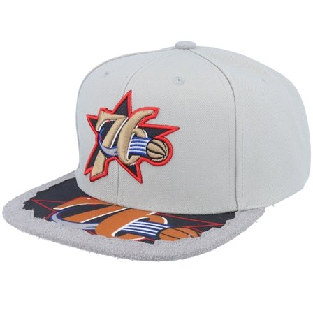 Mitchell & Ness - NBA Gris snapback Casquette - Philadelphia 76ers Munch Time Hwc Grey Snapback @ Hatstore
