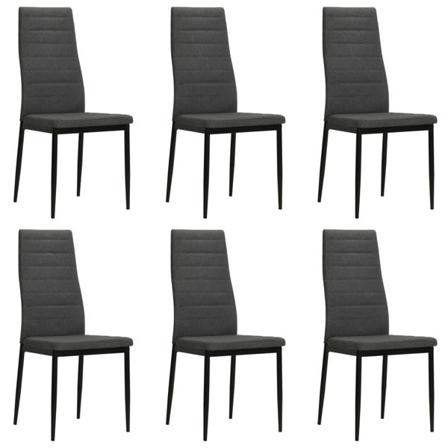 vidaXL Matstolar 6 st mörkgrå tyg grå