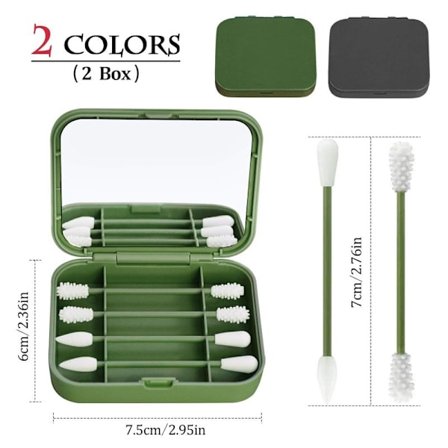 8 stk gjenbrukbare silikon Q-tips bomullspinner bærbare